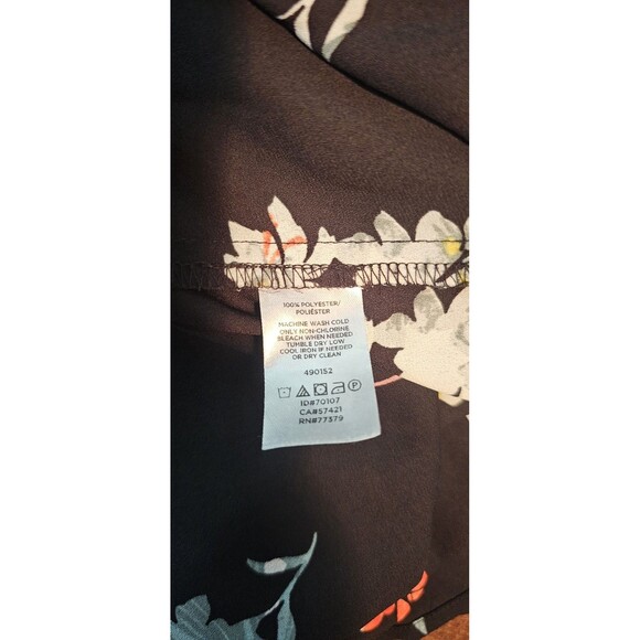 Ann Taylor Neck Tie Semi Sheer Blouse Top Shirt Floral Long Sleeve Floral XS - Picture 9 of 11